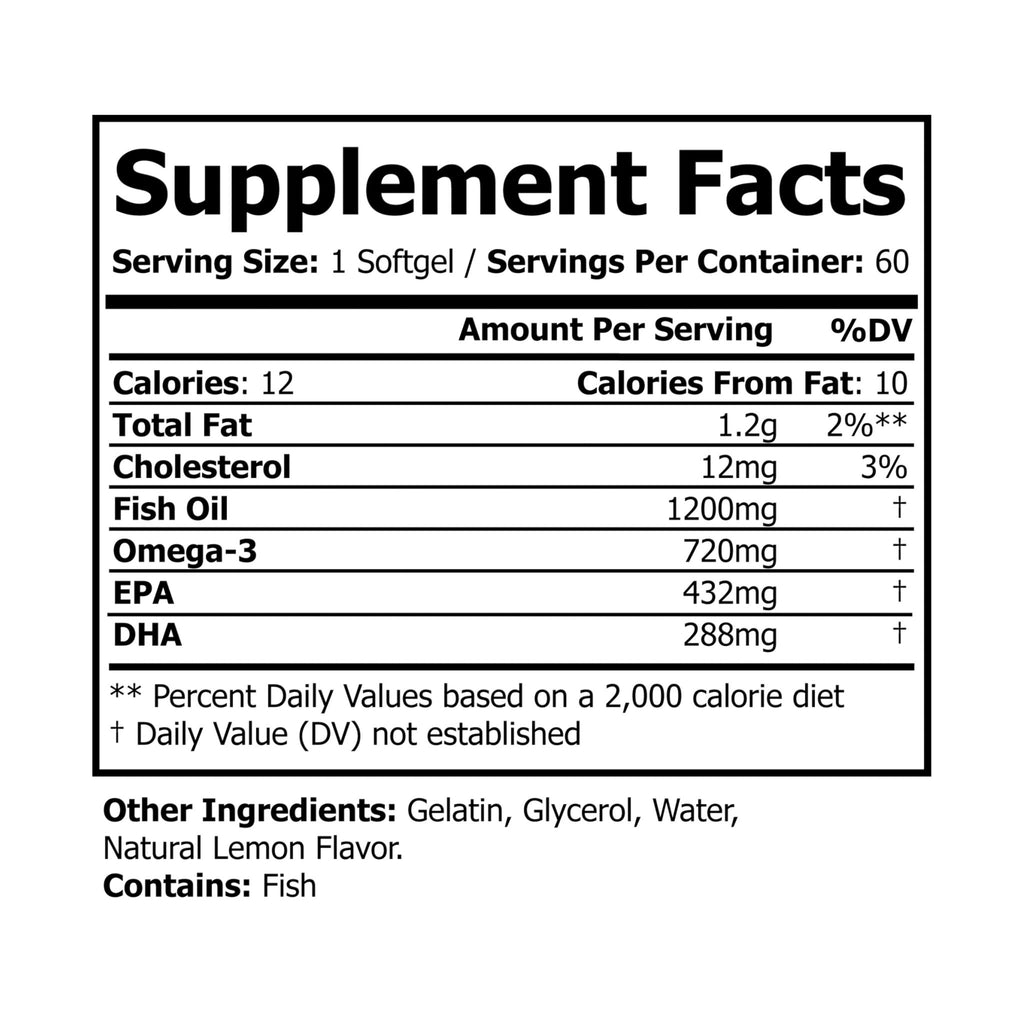 The Glowing Immune System Omega 3 Fish Oil Supplement (60 Softgels)