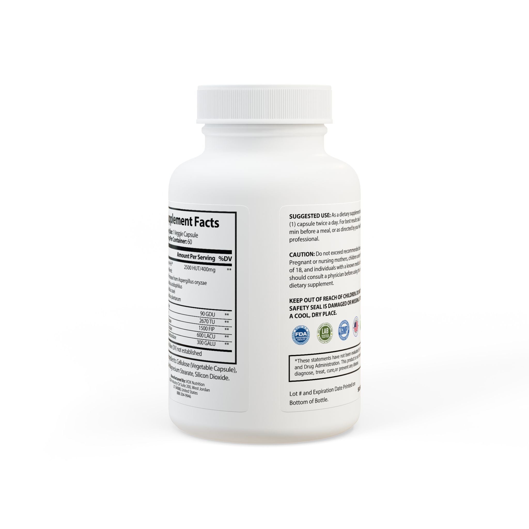 Glowing Support Digestive Enzyme Blend Supplement (60 Capsules)