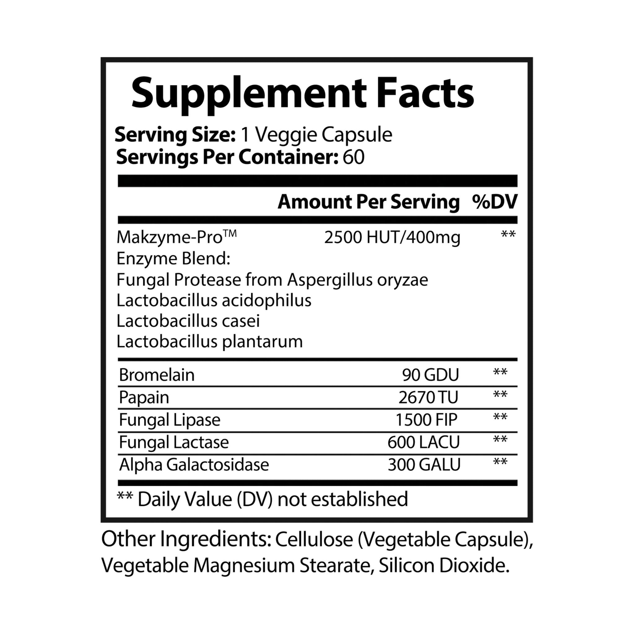Glowing Support Digestive Enzyme Blend Supplement (60 Capsules)