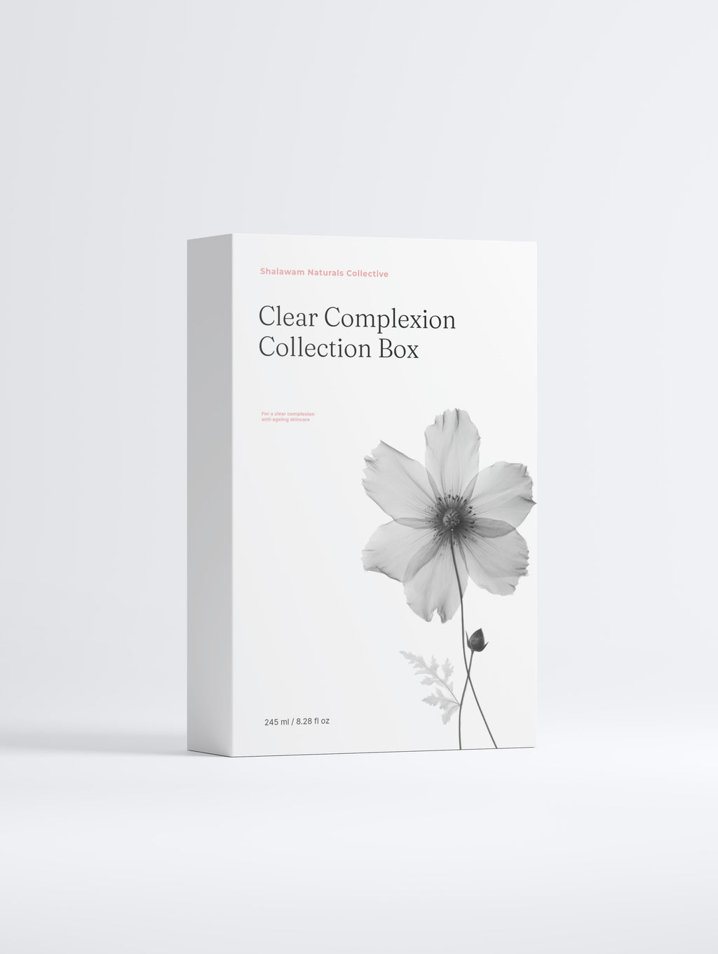 Clear Complexion Collection Box with a flower design on a white background