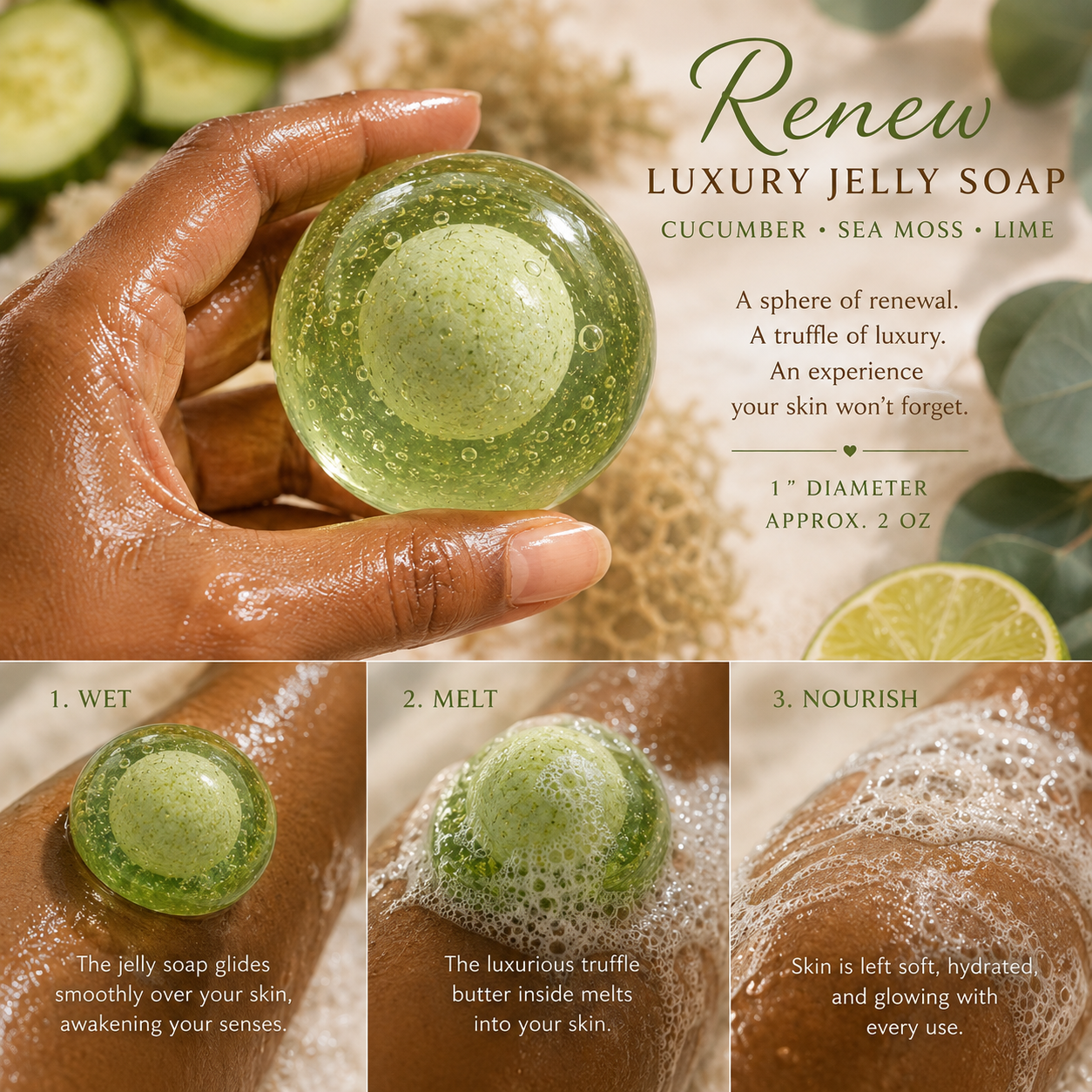 Renew™ Luxury Jelly Truffle Soap with Embedded Luxury Truffle Body Oil Center
