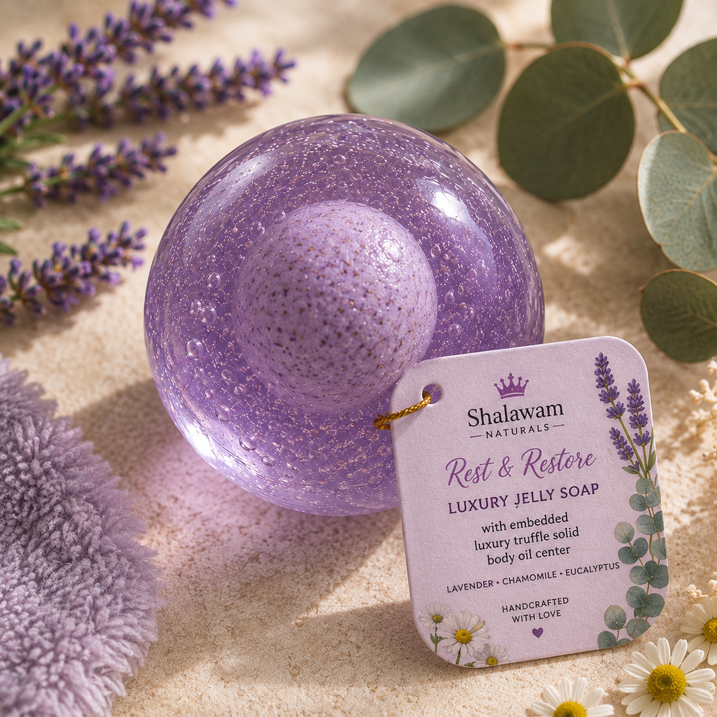 Rest and Restore™ Luxury Jelly Truffle Soap with Embedded Luxury Truffle Body Oil Center