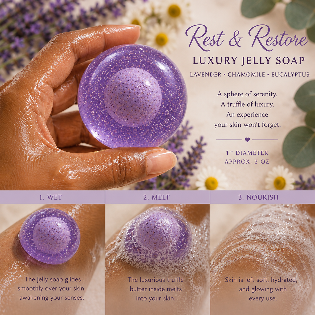 Rest and Restore™ Luxury Jelly Truffle Soap with Embedded Luxury Truffle Body Oil Center