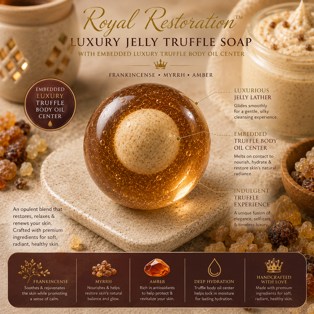 Royal Restoration™ Luxury Jelly Truffle Soap with Embedded Luxury Truffle Body Oil Center